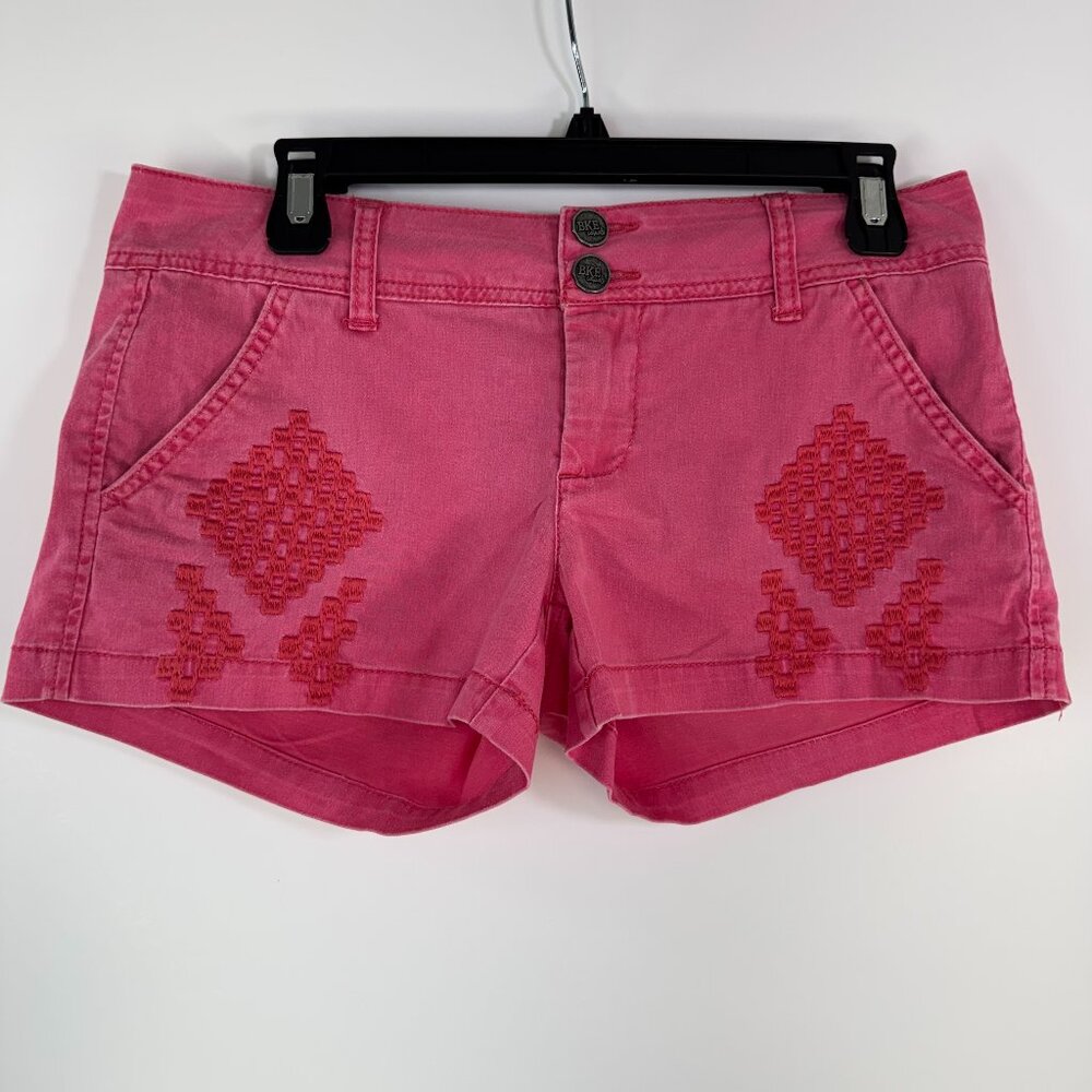BKE Casuals Lauren Red-Pink Embroidered Shorts | Size 27